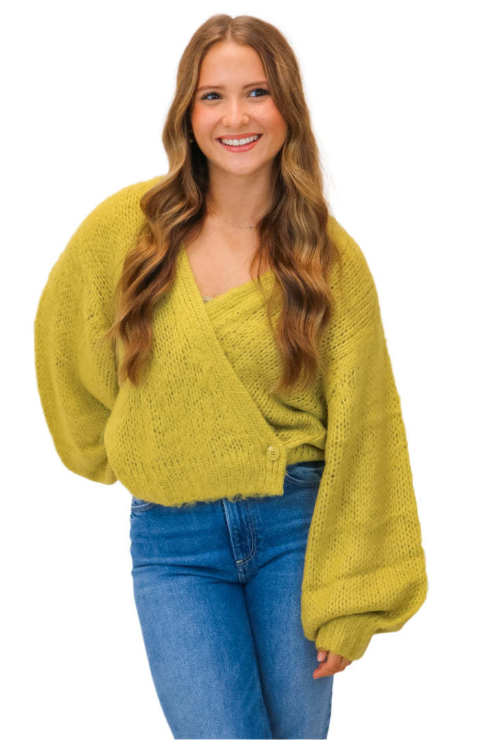 Kyan Wrap Cardigan, Cypress Green