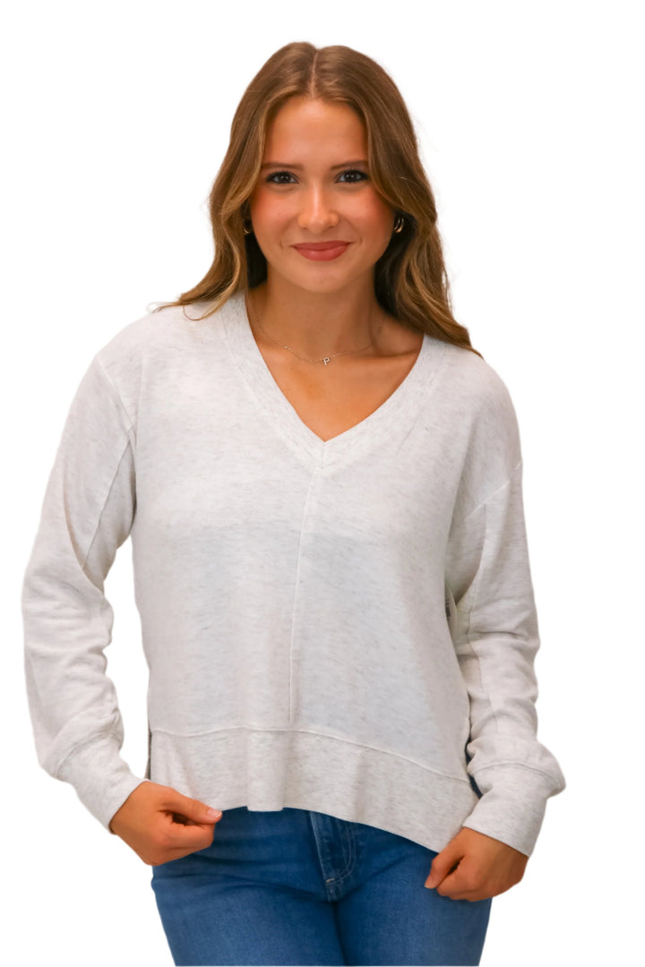 Wilder Cloud V-Neck Long Sleeve Top, Light Oatmeal