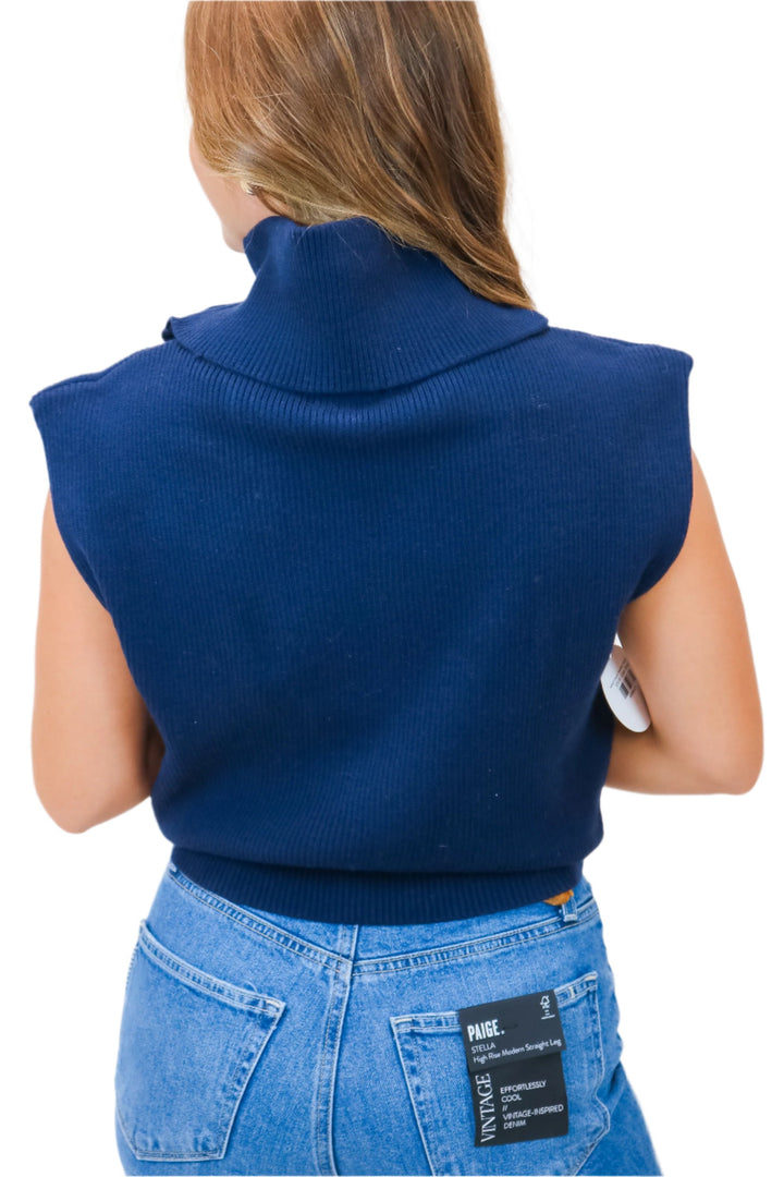 Midnight Dreams Sleeveless Sweater, Navy