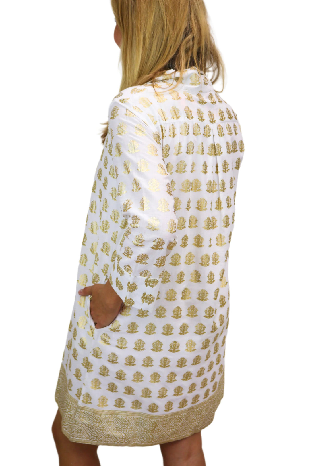 Helen Dress, Foulard Border Gold