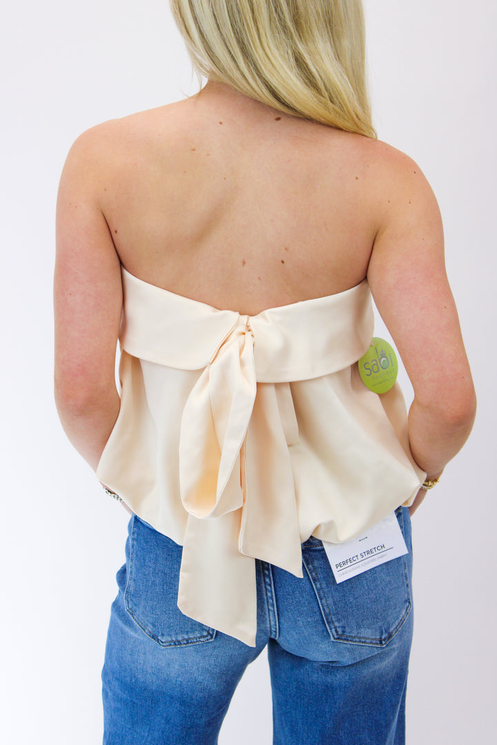 Khloe Strapless Bow Back Top