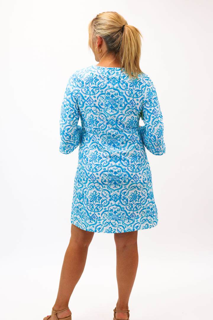 Megan Dress, Painted Tile Aqua