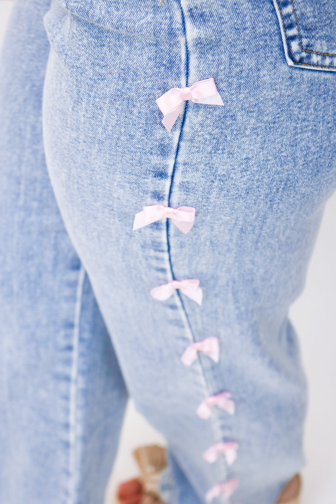 Lovestruck Straight Leg Jeans, Pink Bows