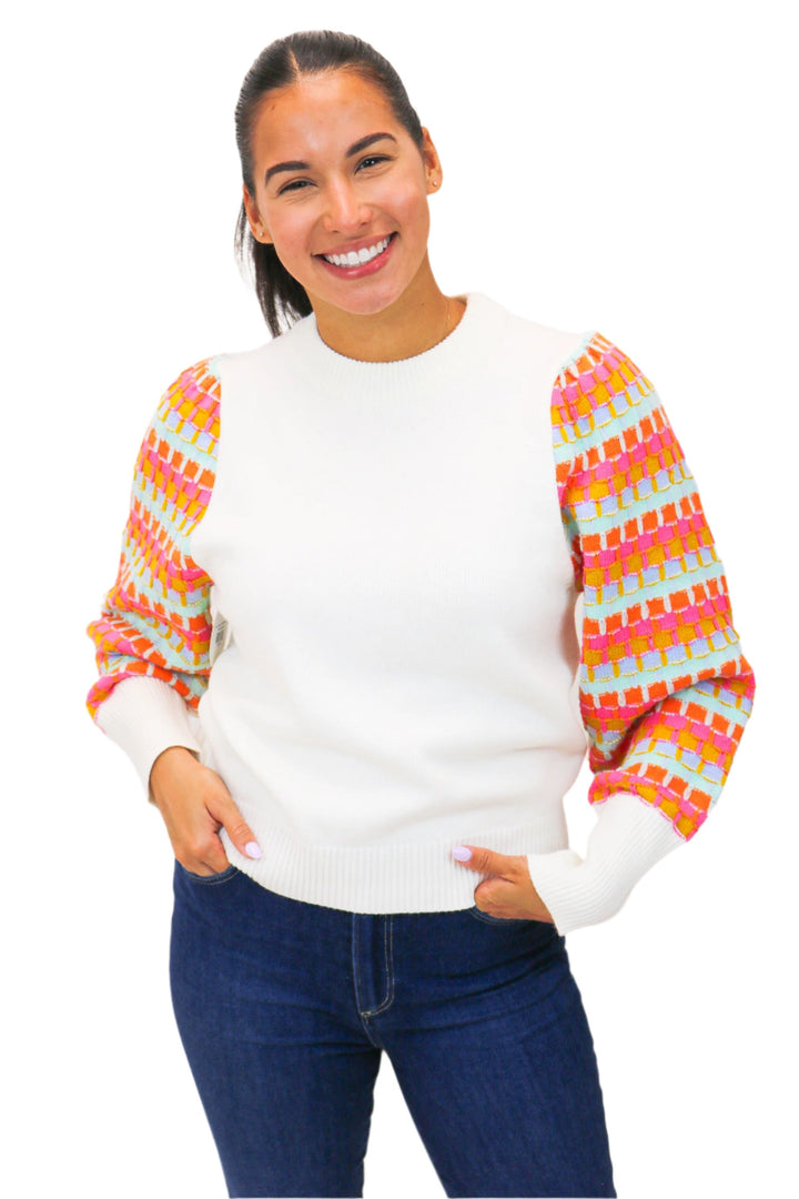 Make A Statement Colorful Sleeve Sweater