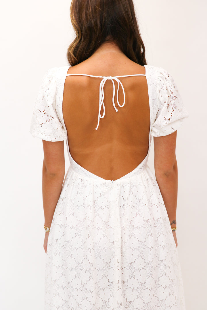 Summer Lovin Lace Midi Dress, White