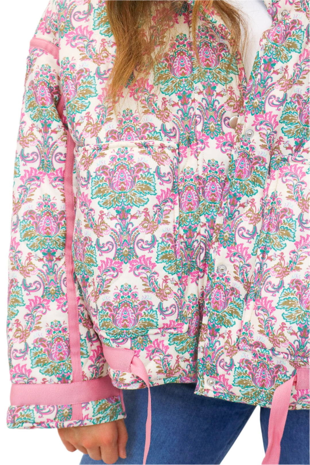 You Enchant Me Pink Floral Quilted Jacket