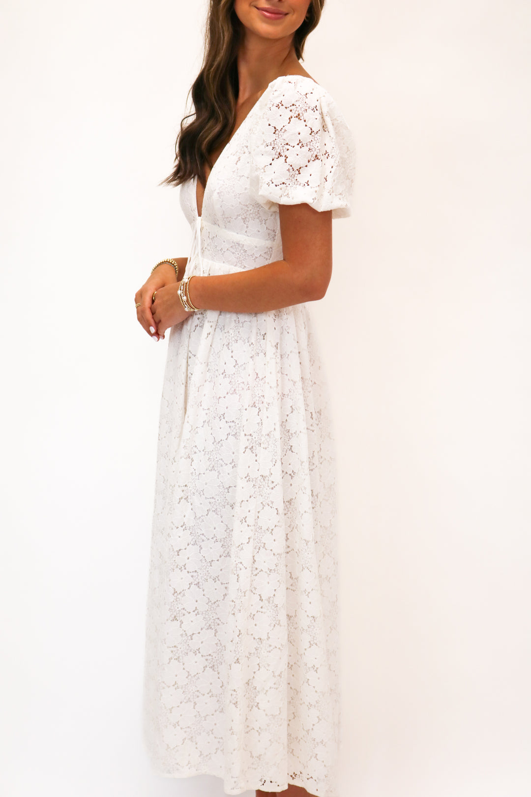 Summer Lovin Lace Midi Dress, White