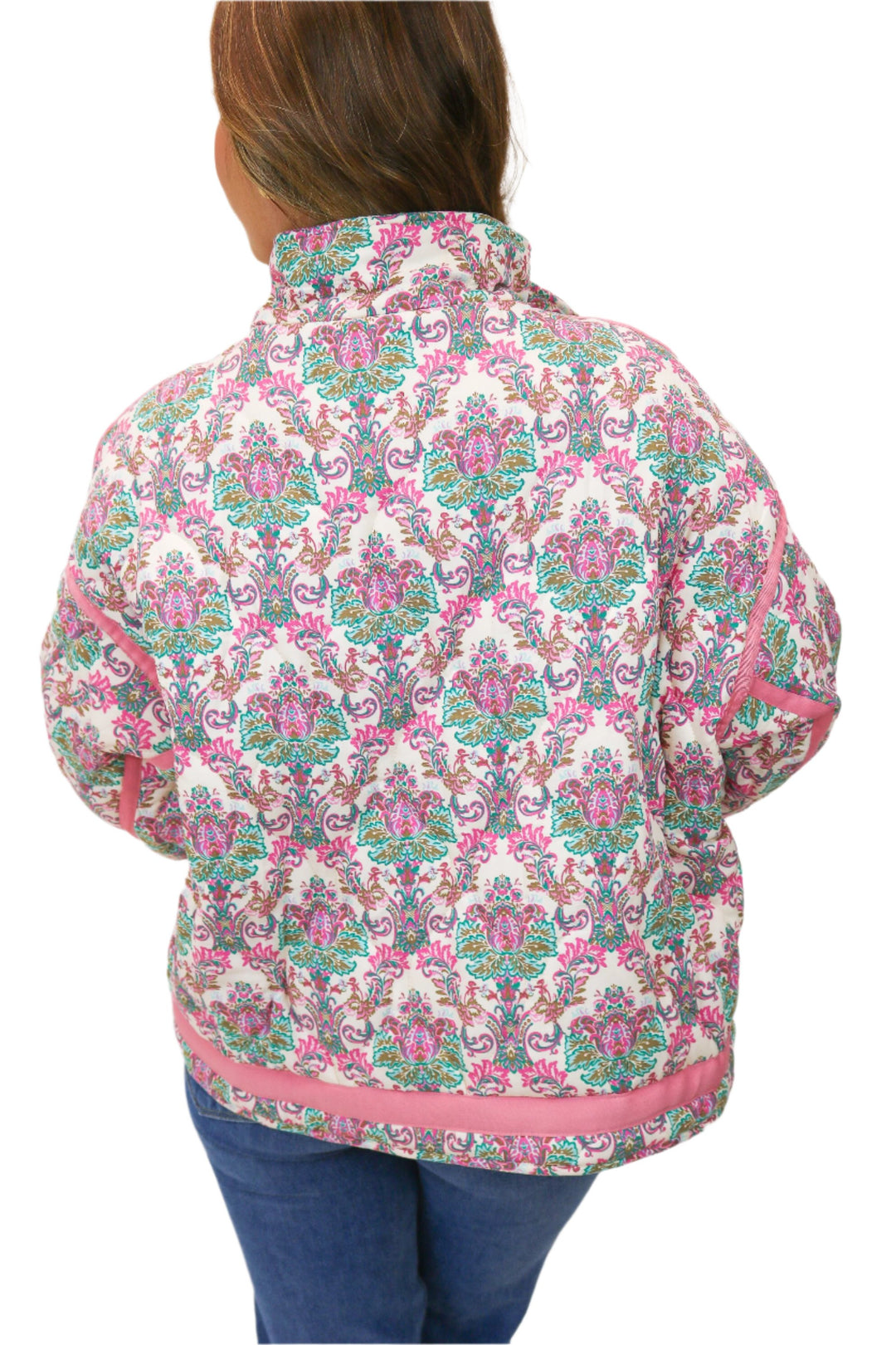 You Enchant Me Pink Floral Quilted Jacket