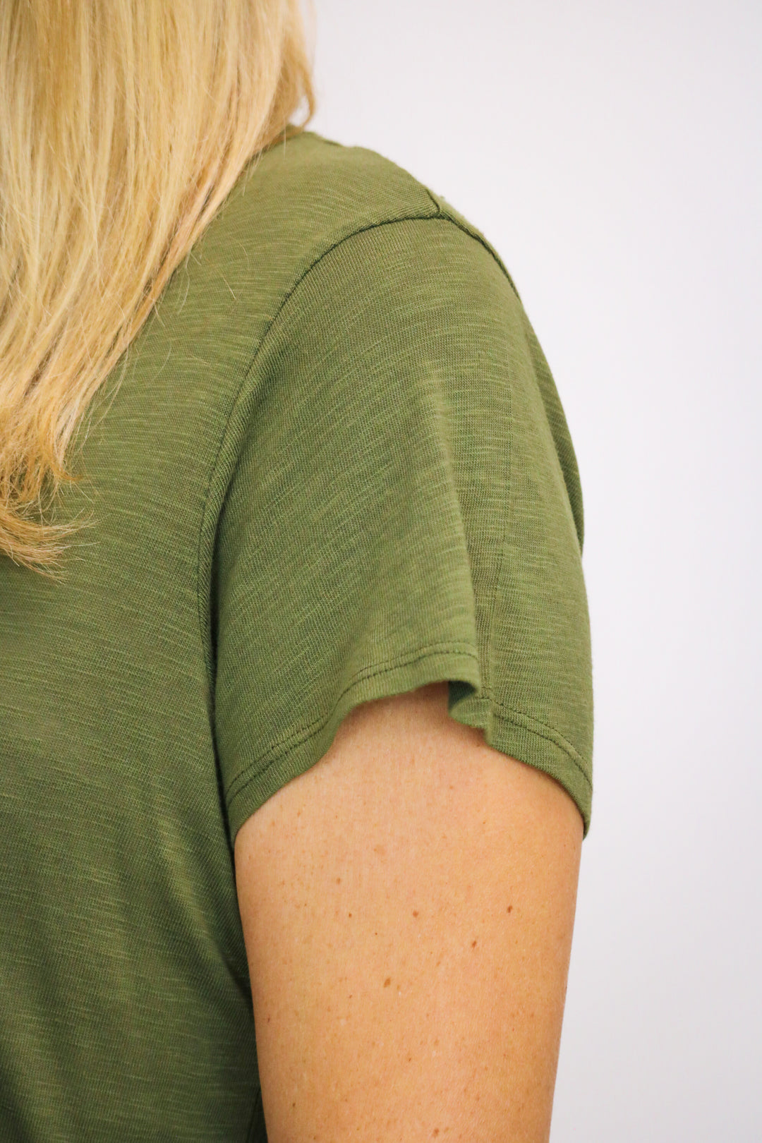 Side Slit V-Neck Tee, Italian Herb