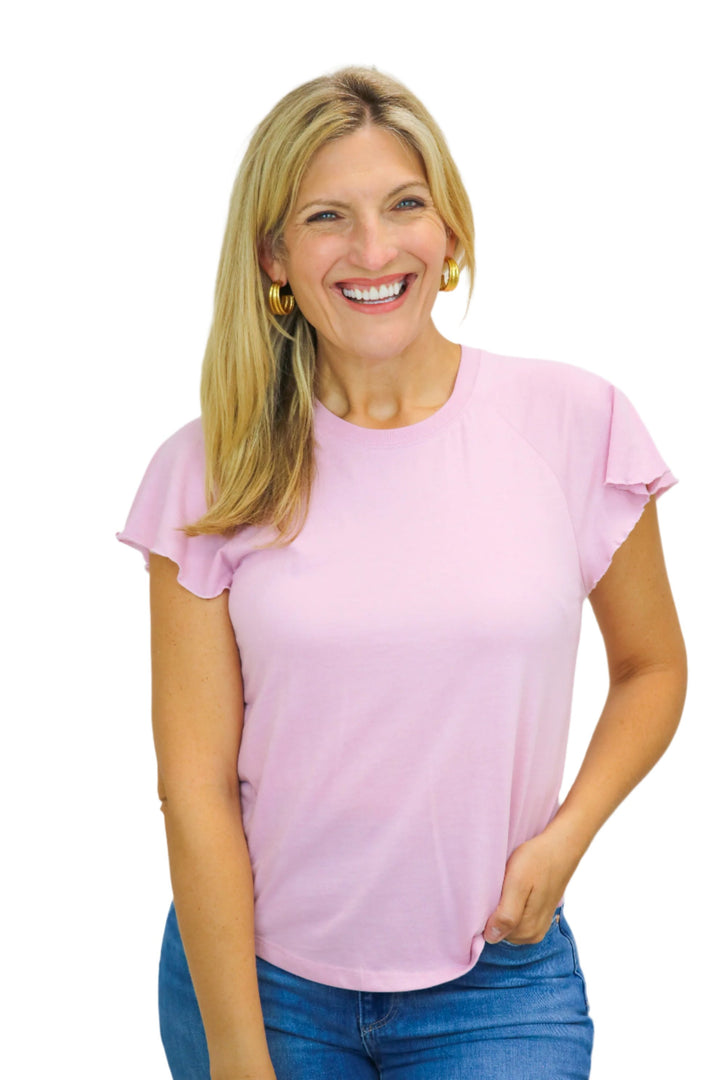 Abby Flutter Tee, Sunset Mauve