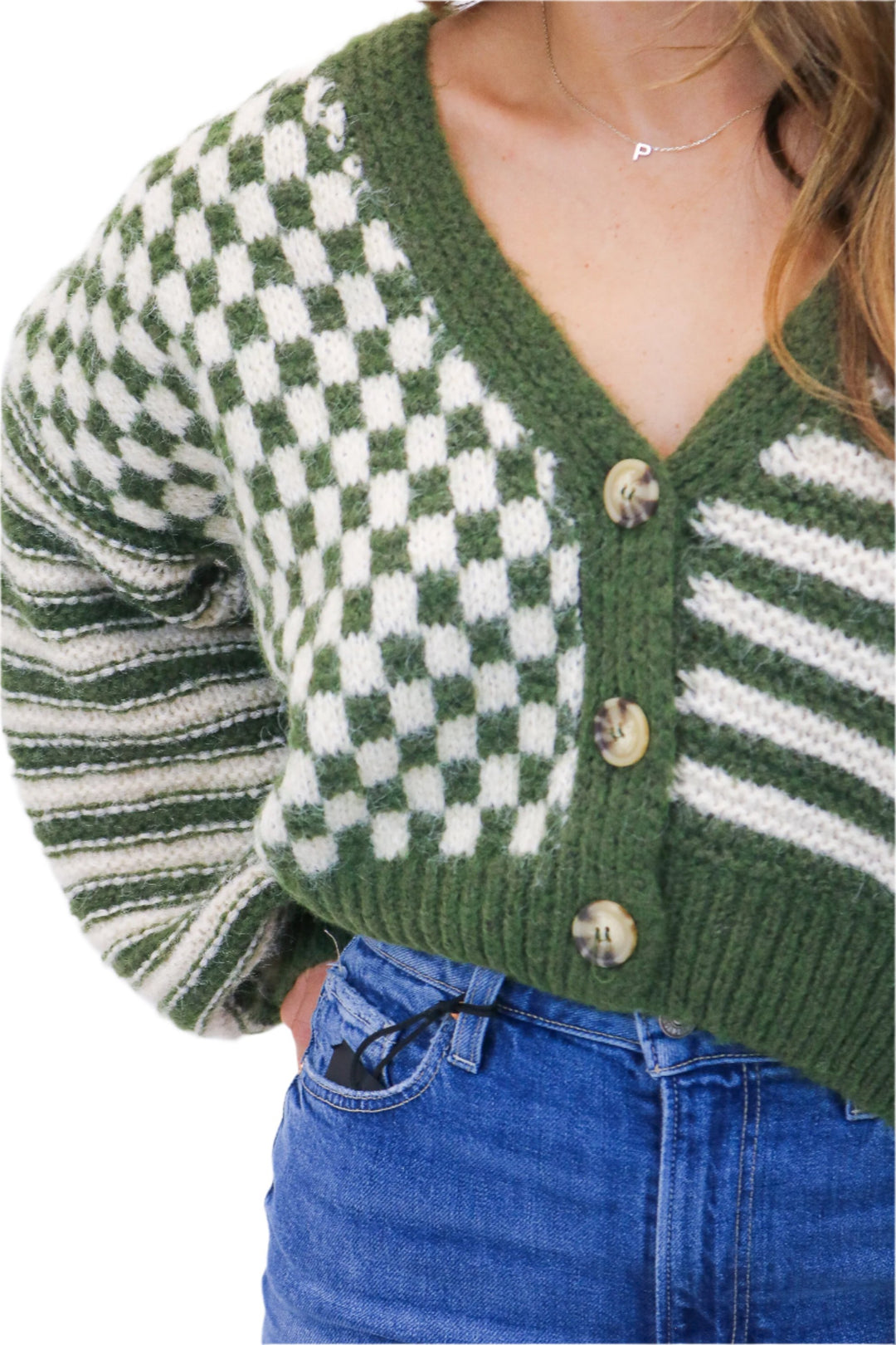 Checkmate Knit Cardigan, Olive