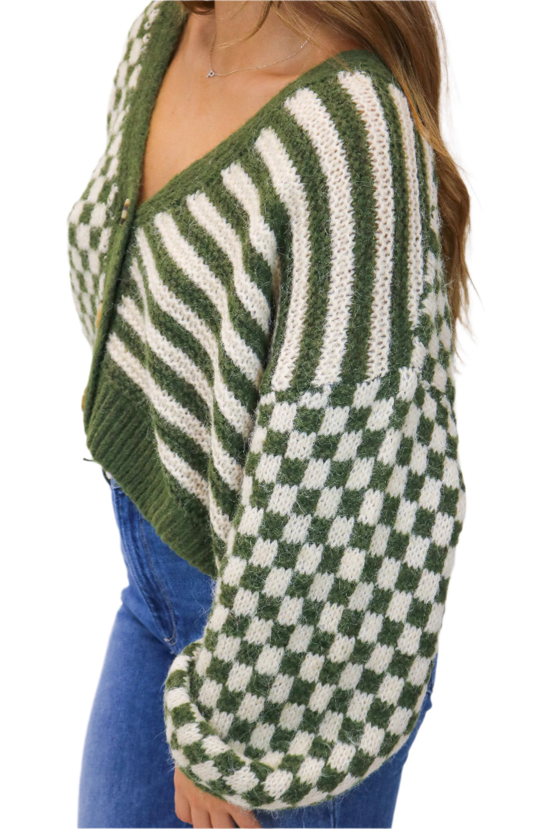 Checkmate Knit Cardigan, Olive