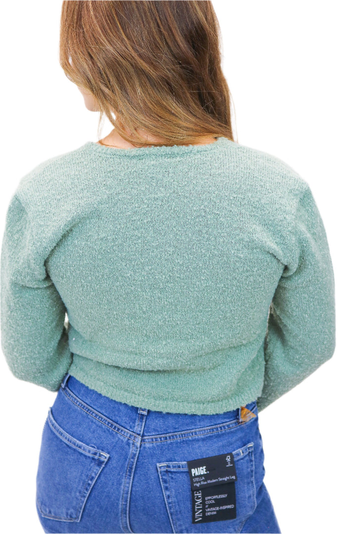 With A Twist V-Neck Sweater, Sage