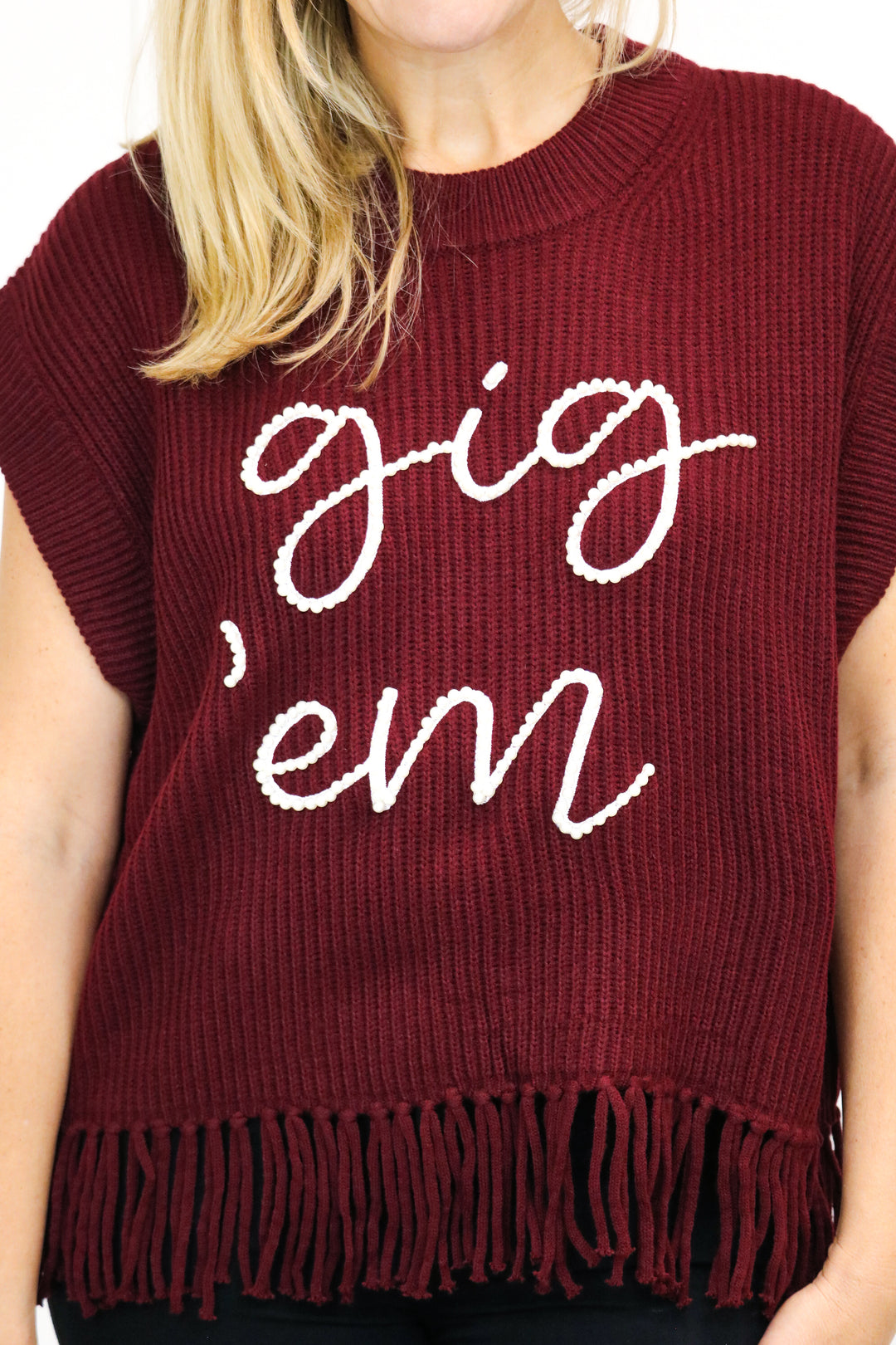 Gig 'Em Fringe Sweater Vest