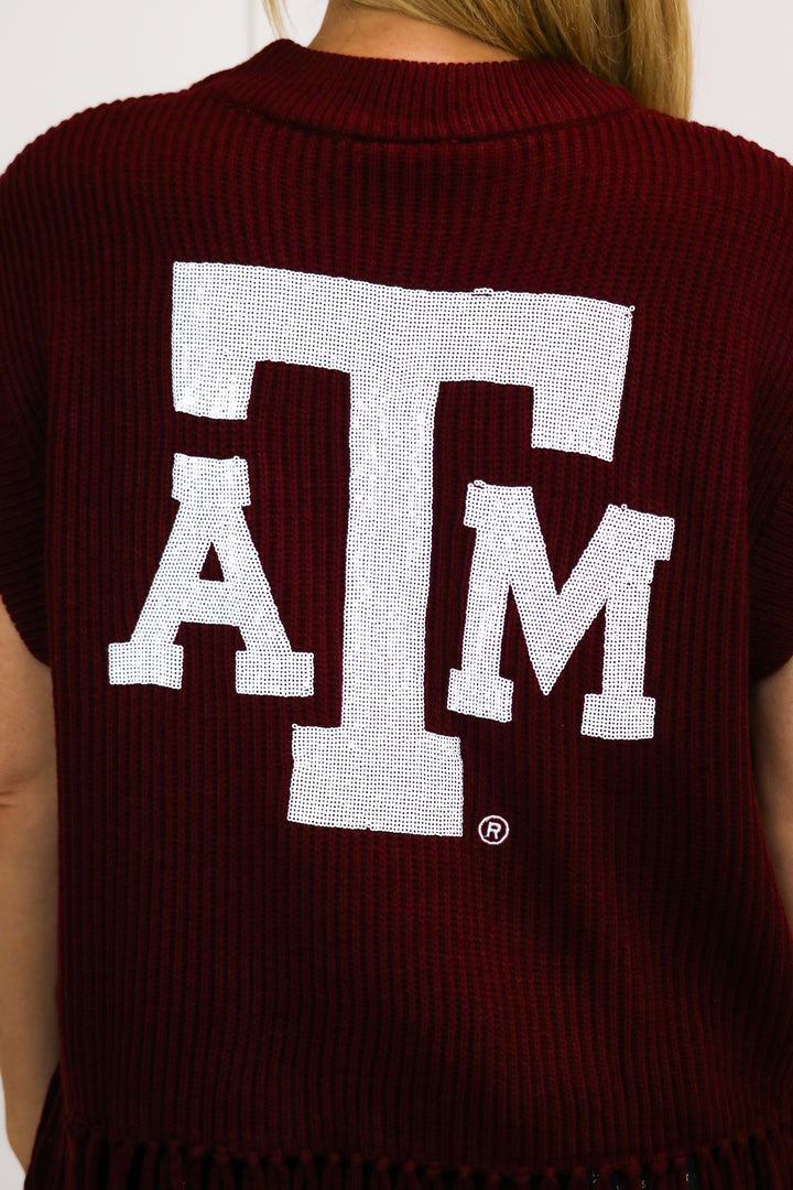 Gig 'Em Fringe Sweater Vest