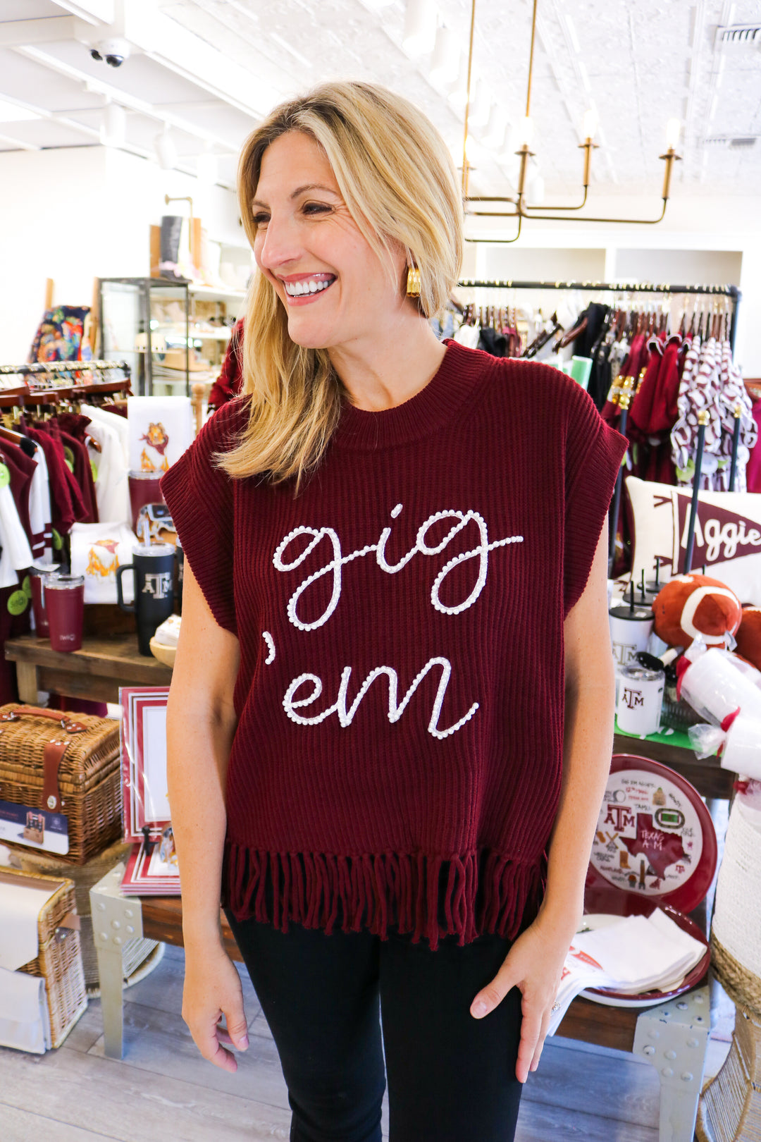 Gig 'Em Fringe Sweater Vest