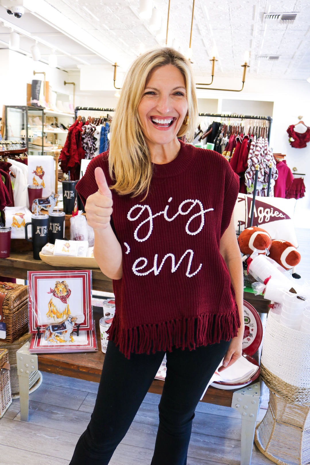 Gig 'Em Fringe Sweater Vest