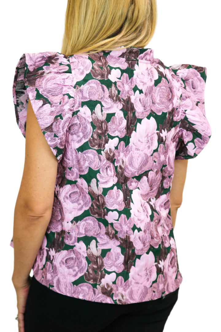 Touch of Whimsy Brocade Top, Rose Garden