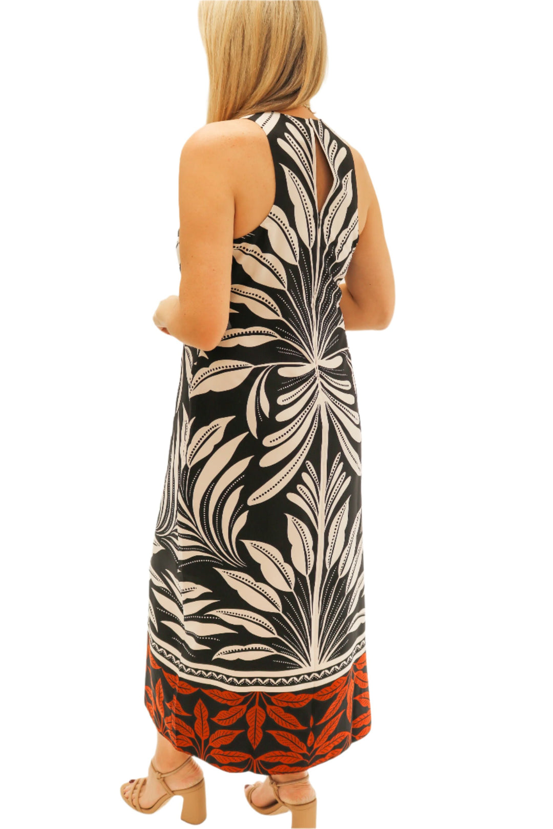 Meridian Midi Dress, Black/Rust