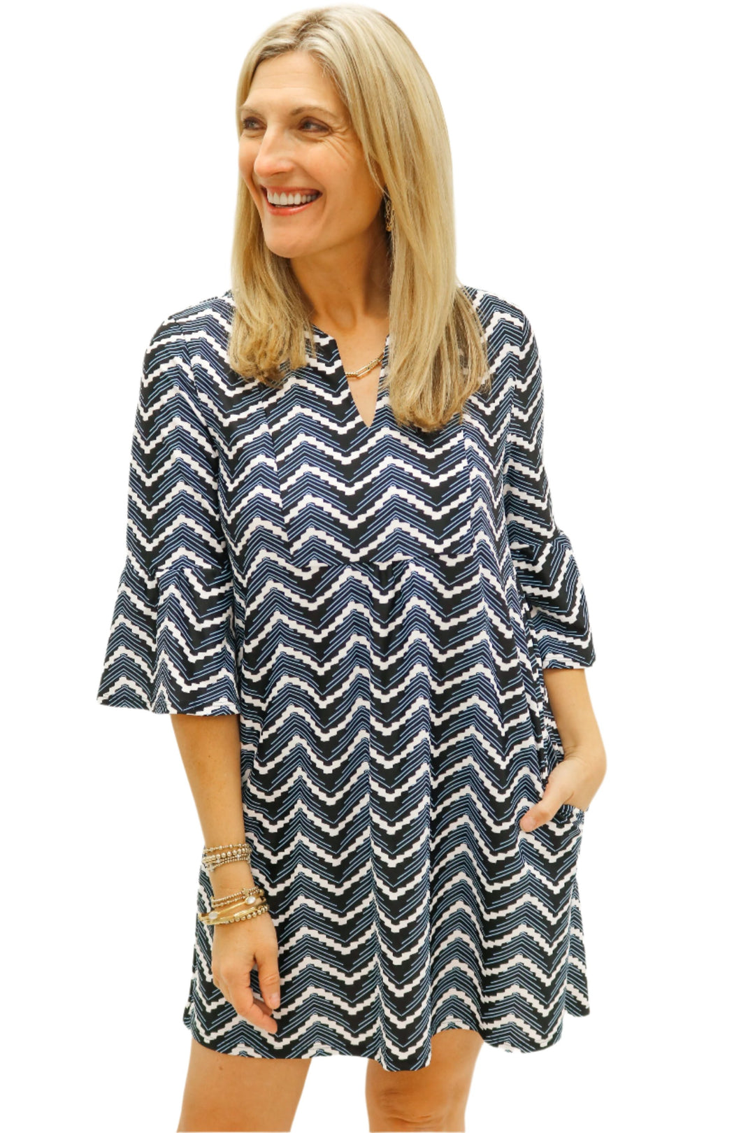 Kerry Dress, Mod Chevron Black