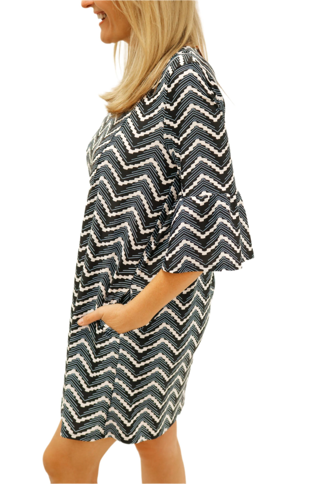 Kerry Dress, Mod Chevron Black