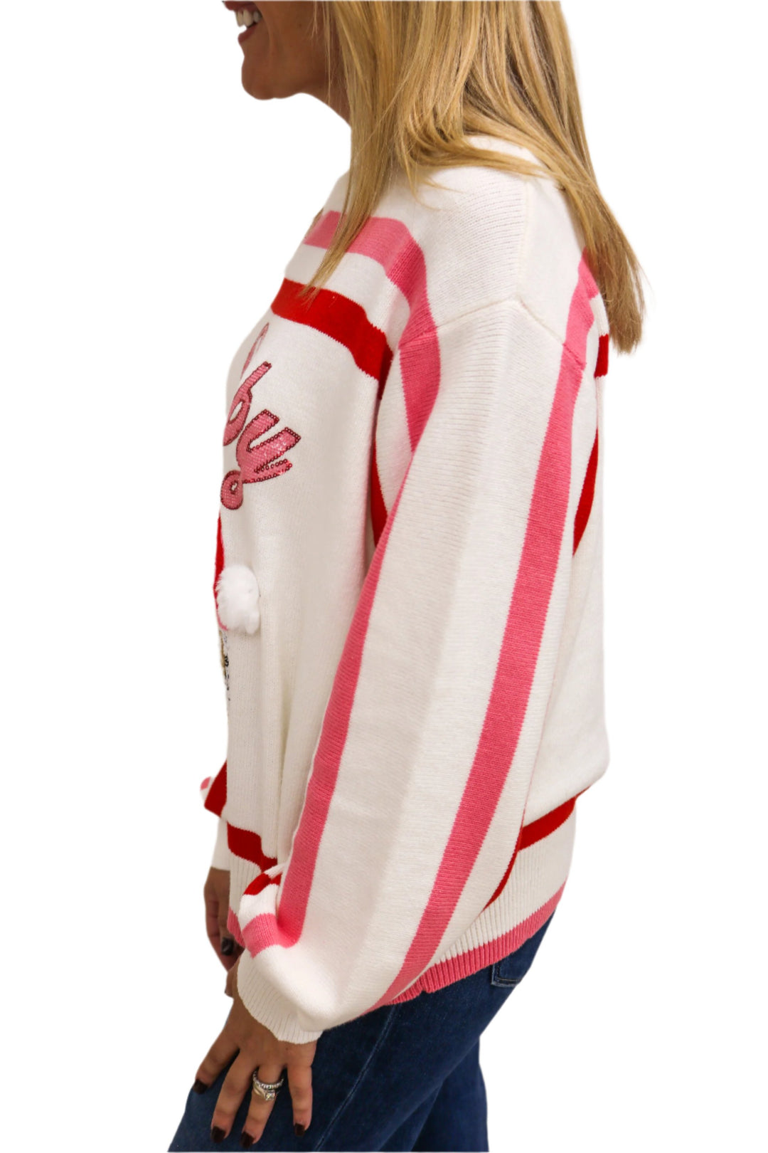 Red, Pink & White Stripe Santa Baby Sweater