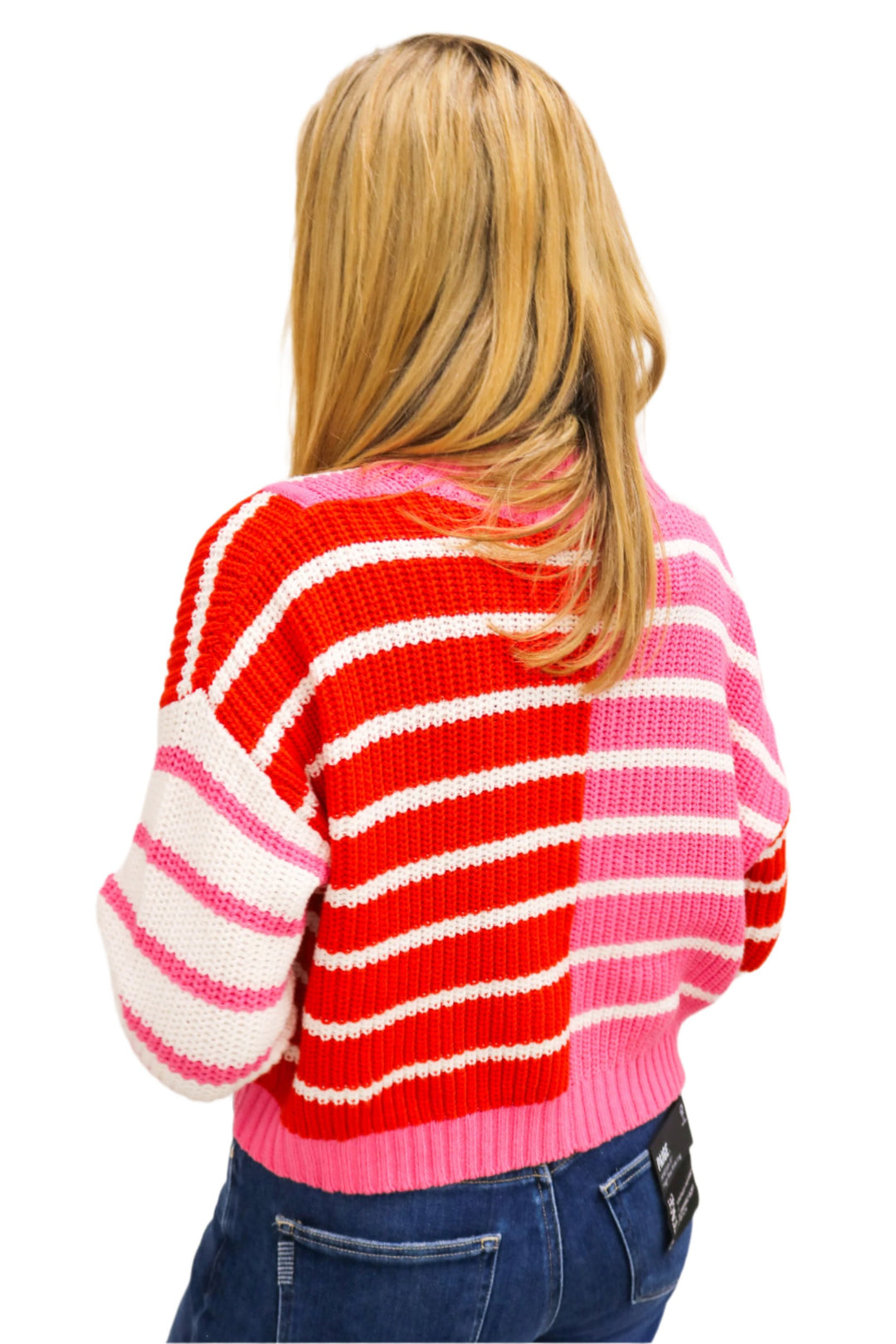 Vibe Like That Striped Sweater, Red/Pink