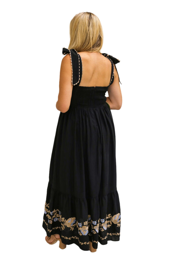 With The Wind Embroidered Maxi, Black