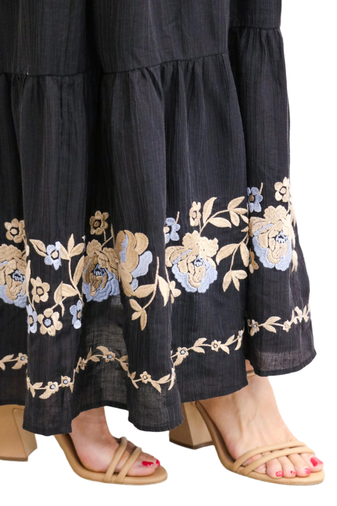 With The Wind Embroidered Maxi, Black