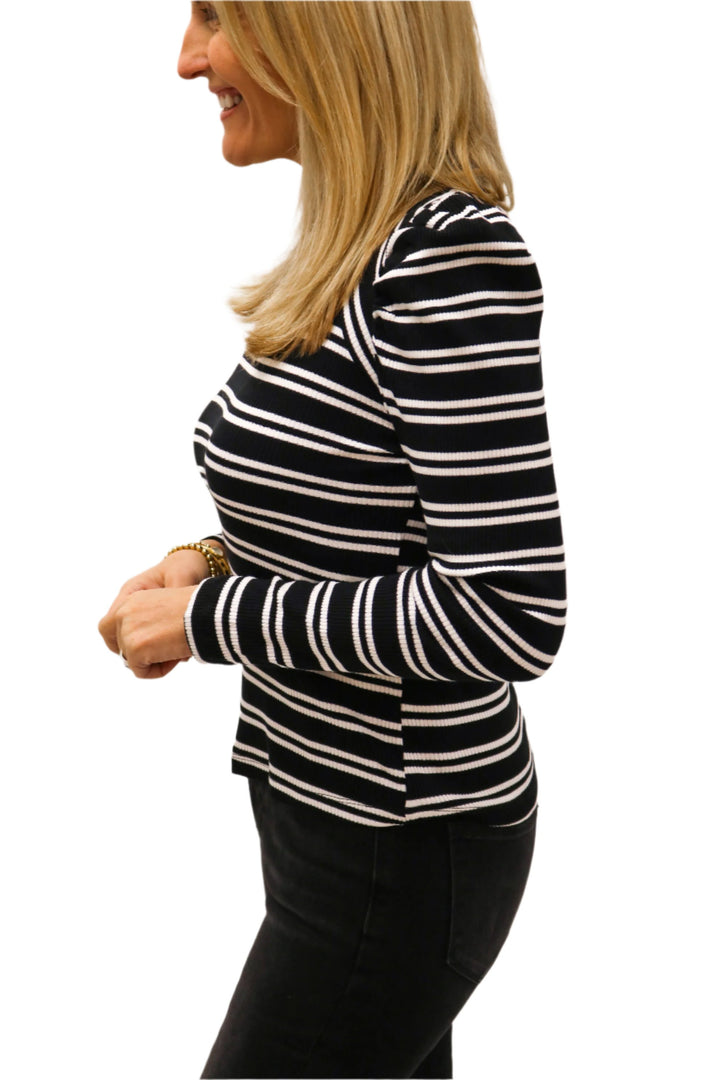 Full Speed Striped Top, Black/White