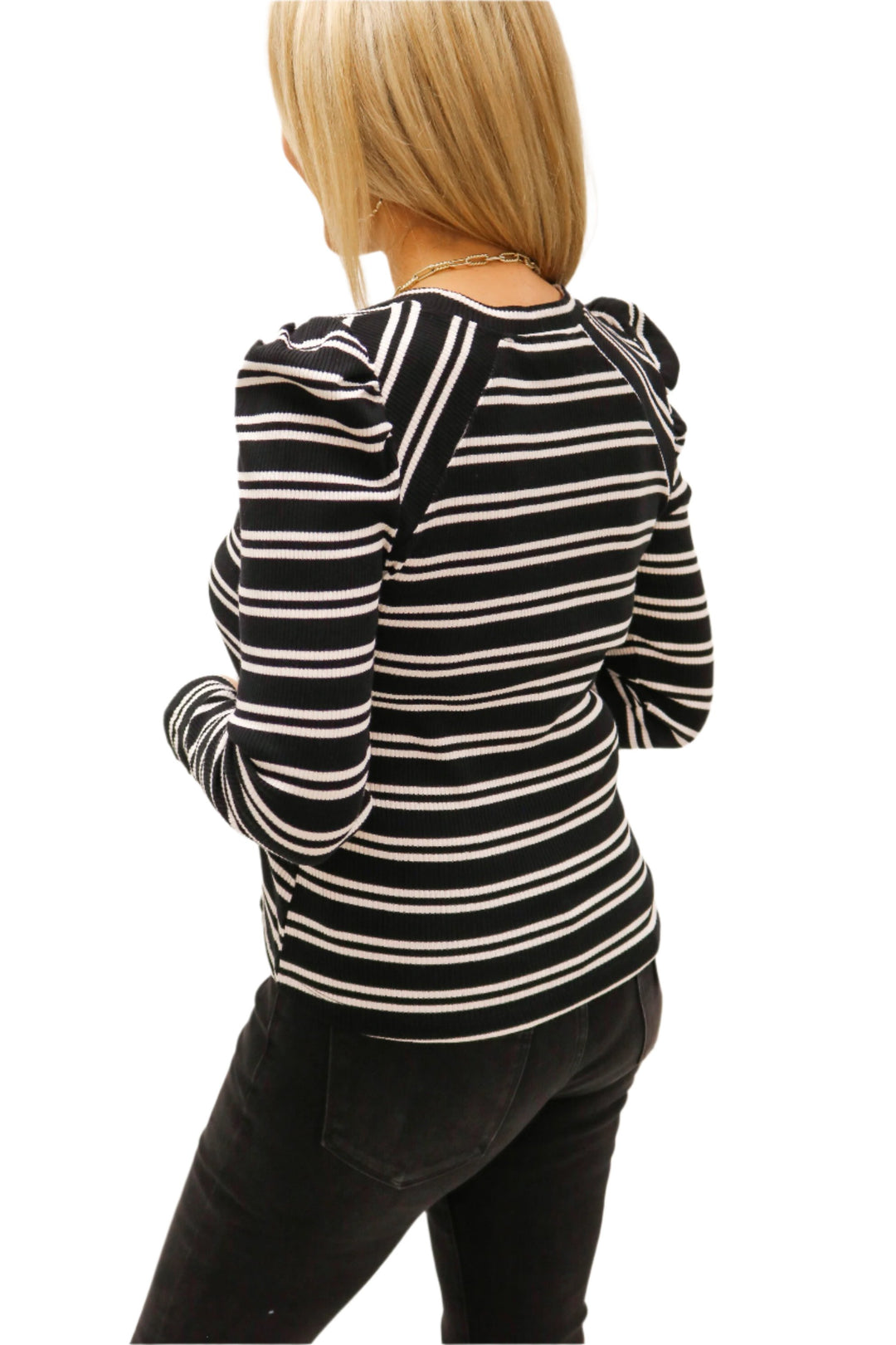 Full Speed Striped Top, Black/White