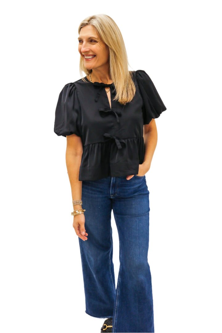 Here and Now Bow Front Top, Black