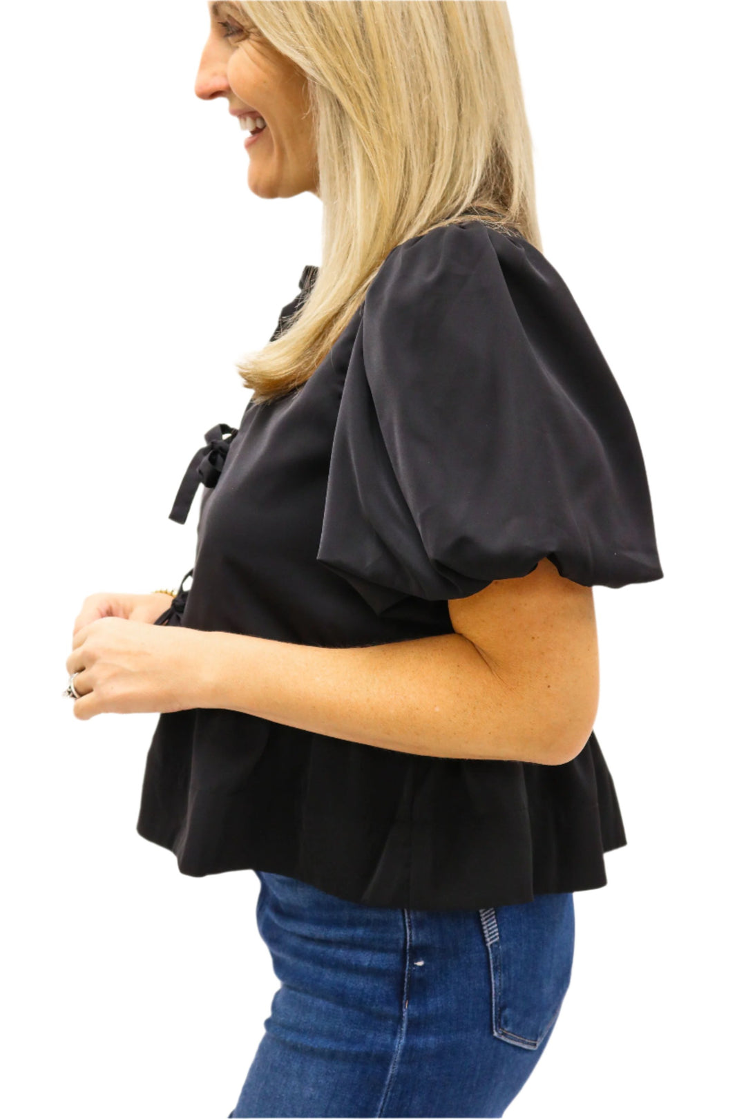 Here and Now Bow Front Top, Black