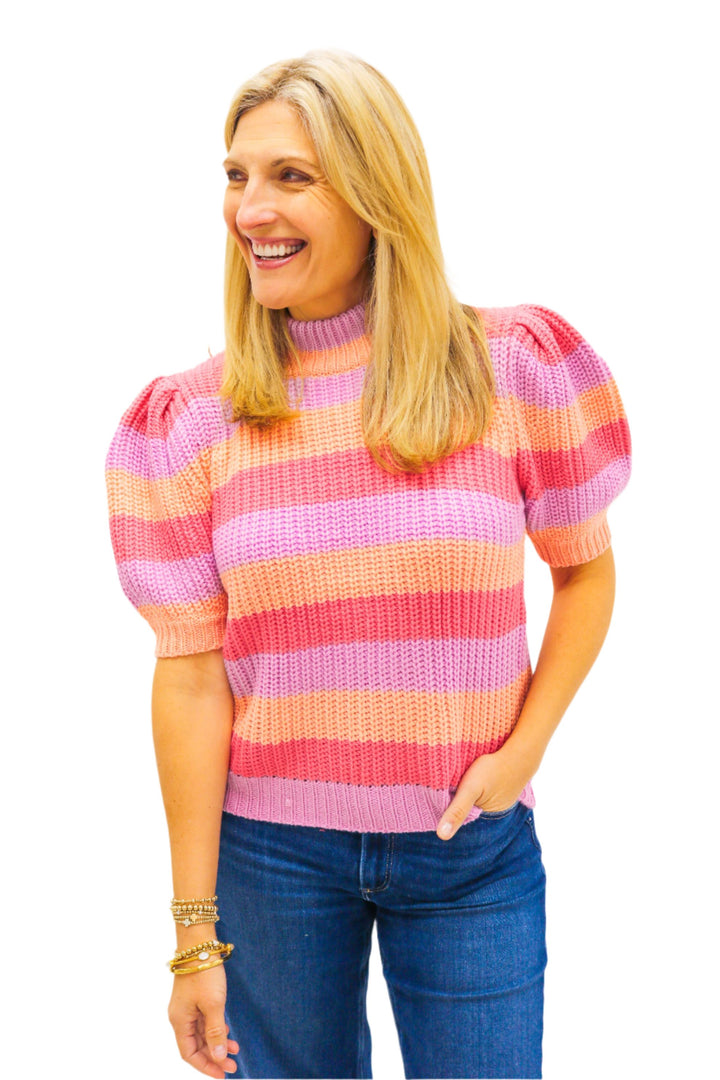 Sherbet Swirl Sweater Top, Pastel Stripe