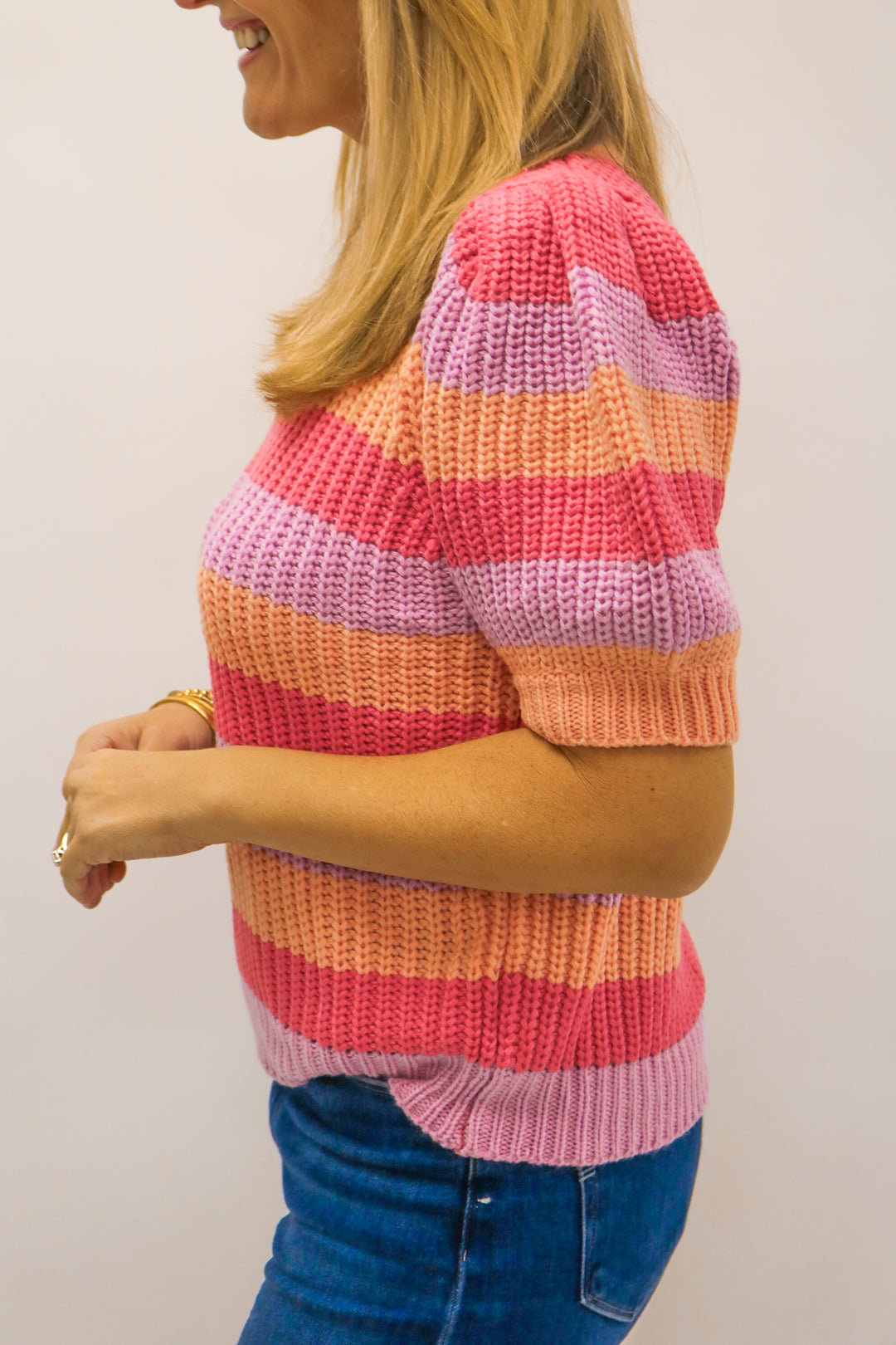 Sherbet Swirl Sweater Top, Pastel Stripe