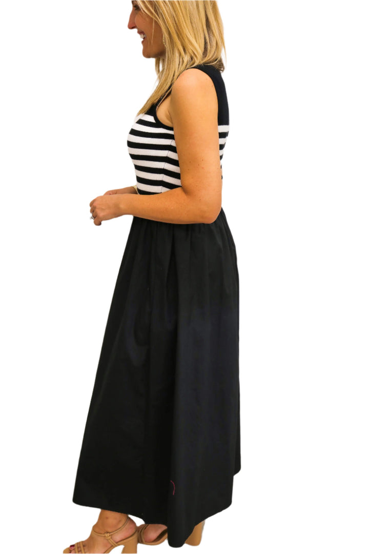 Out For The Weekend Knit Stripe Maxi Dress, Black