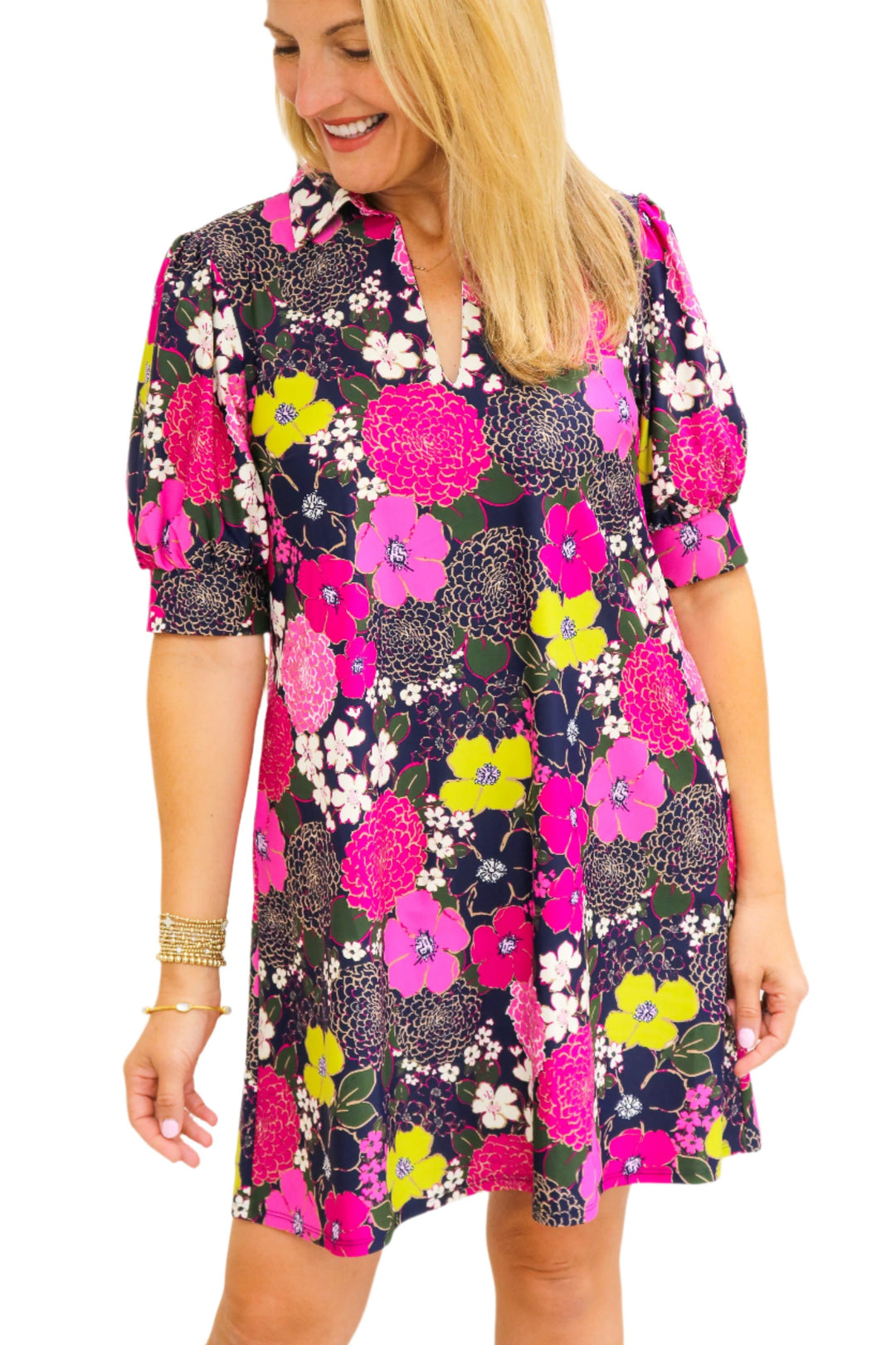 Emerson Dress, Autumn Blooms Orchid