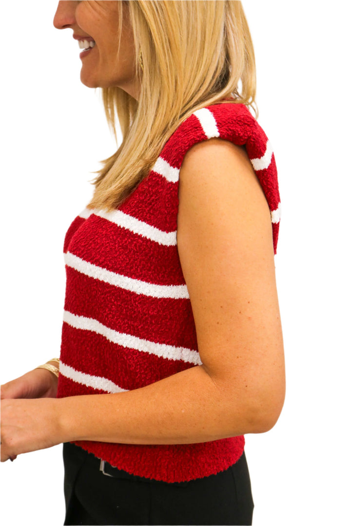 Erica Sweater, Burgundy/White