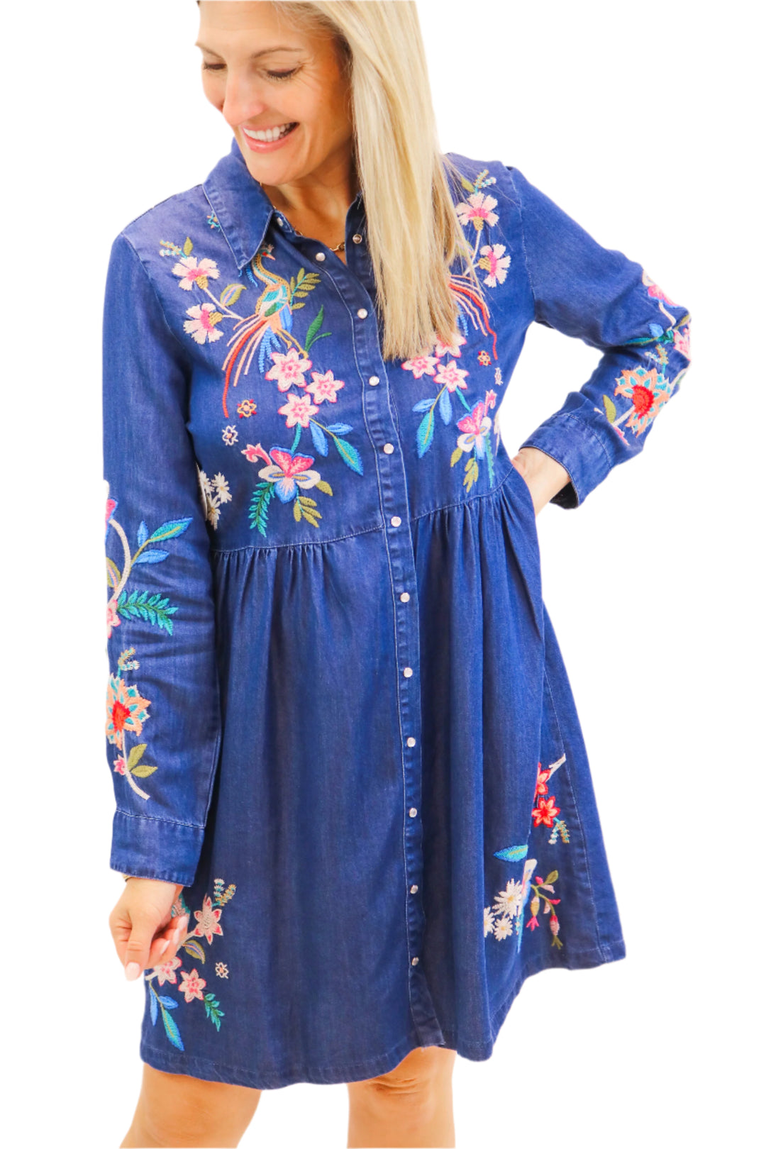 Denim Blue Shirt Dress, Malaya