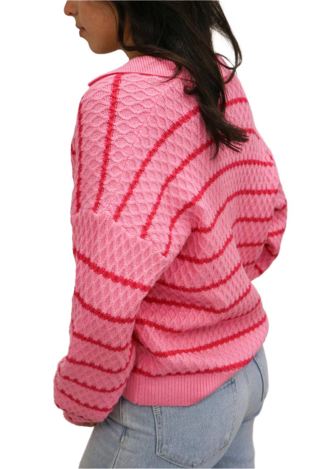 Amelia Striped Sweater, Pink