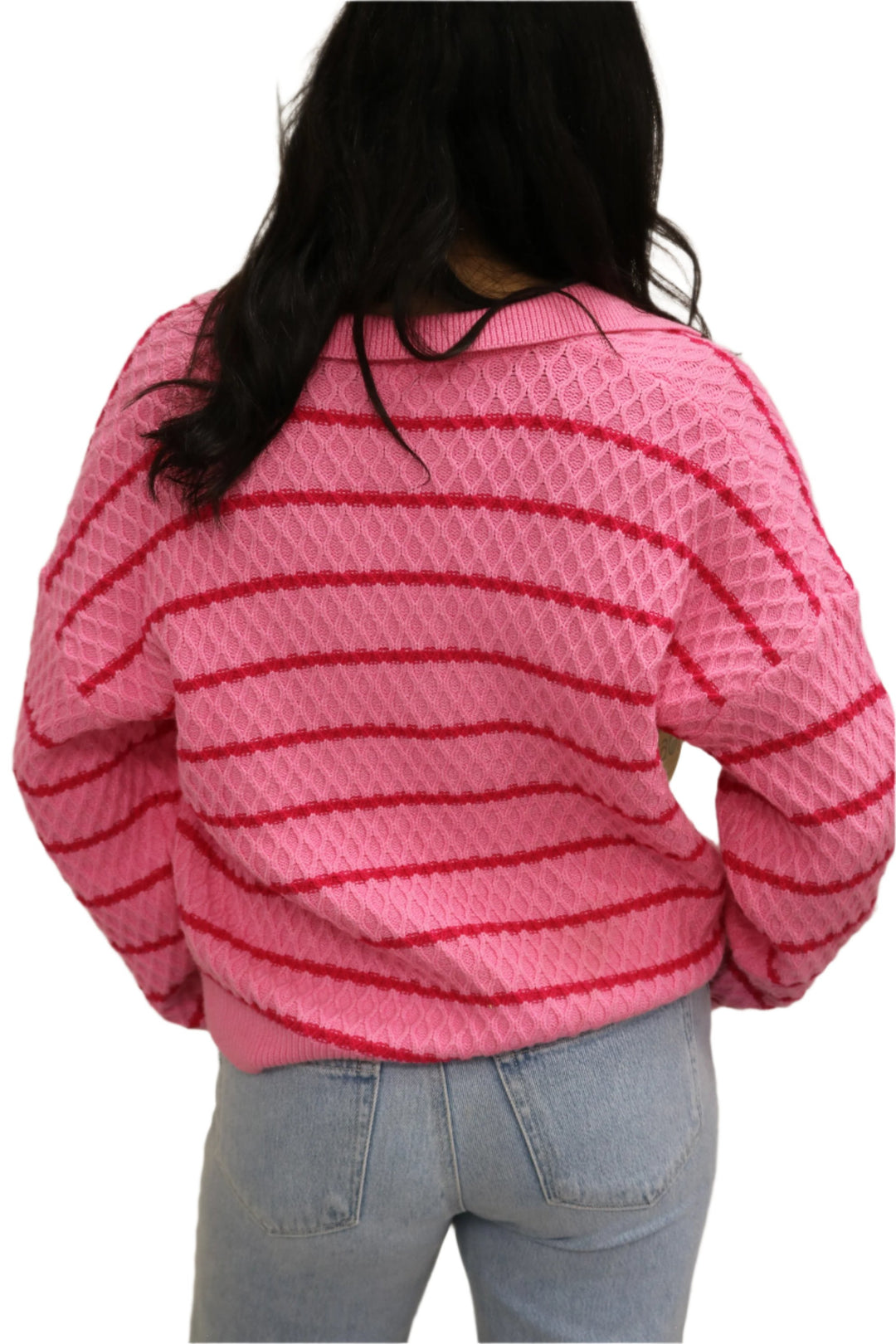 Amelia Striped Sweater, Pink