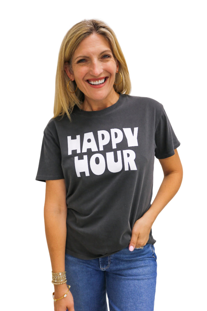 Happy Hour Boyfriend Tee, Black Sand