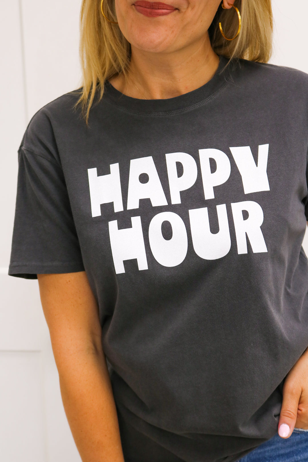 Happy Hour Boyfriend Tee, Black Sand