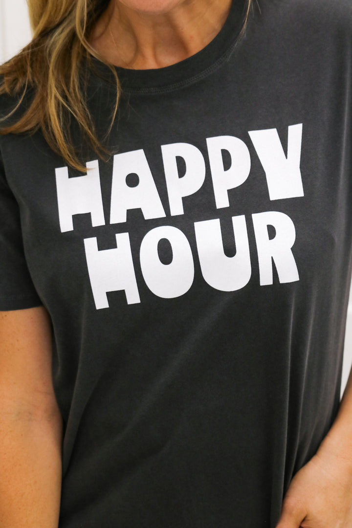 Happy Hour Boyfriend Tee, Black Sand