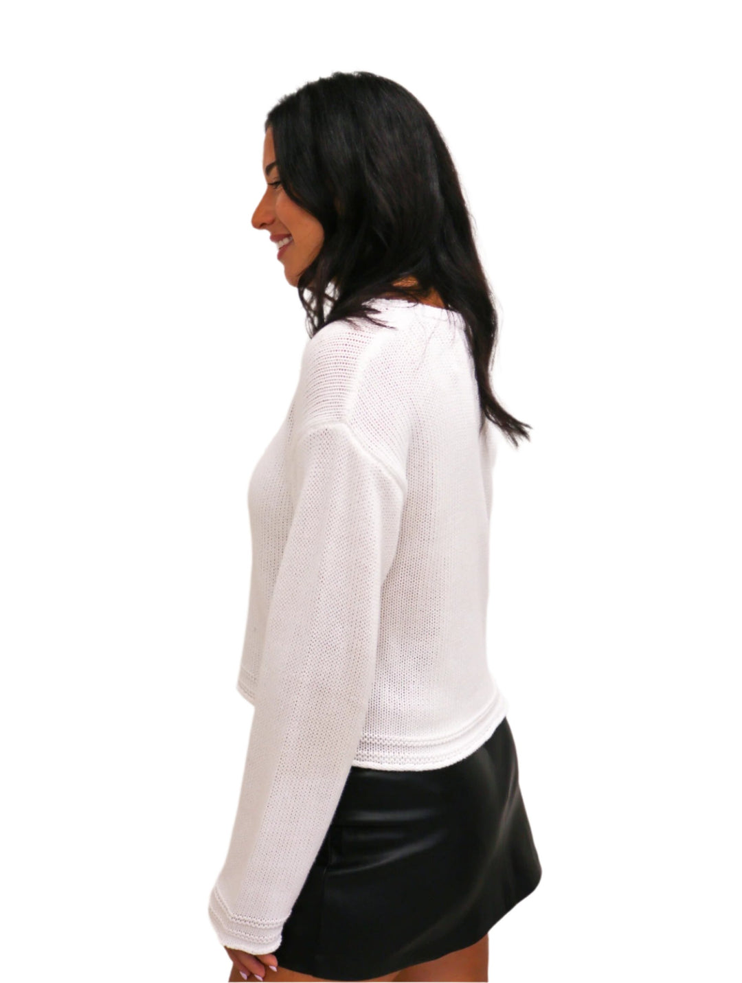 Emerson Cropped Sweater, White