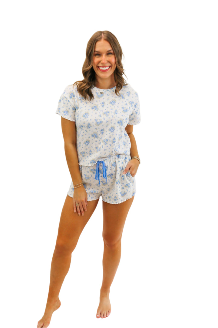 Ultimate Unwind Pajama Set, Blue Floral