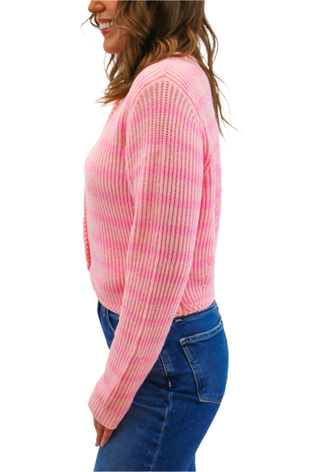 Rise To The Occasion Striped Cardigan, Pink