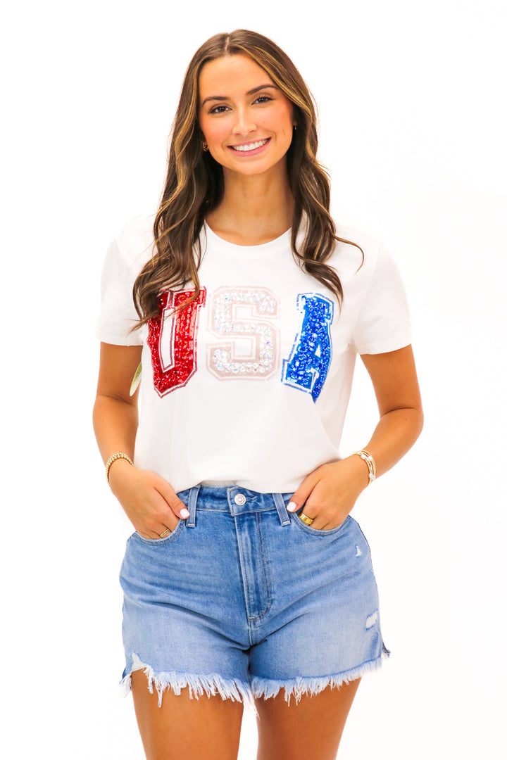 Beaded USA Tee