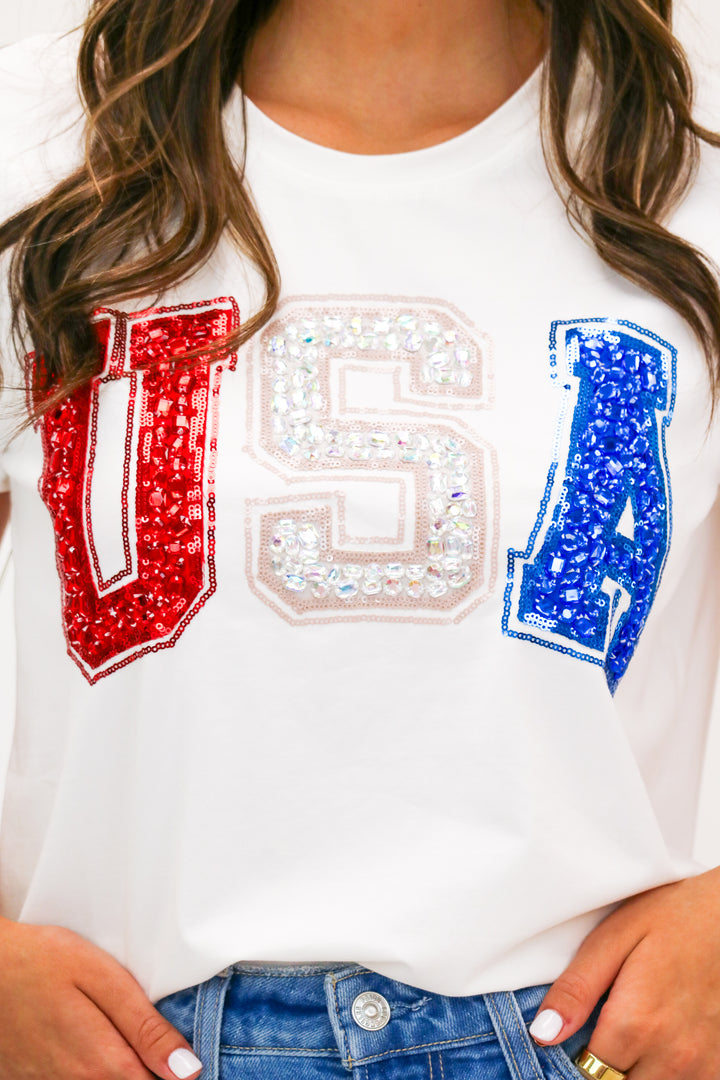 Beaded USA Tee