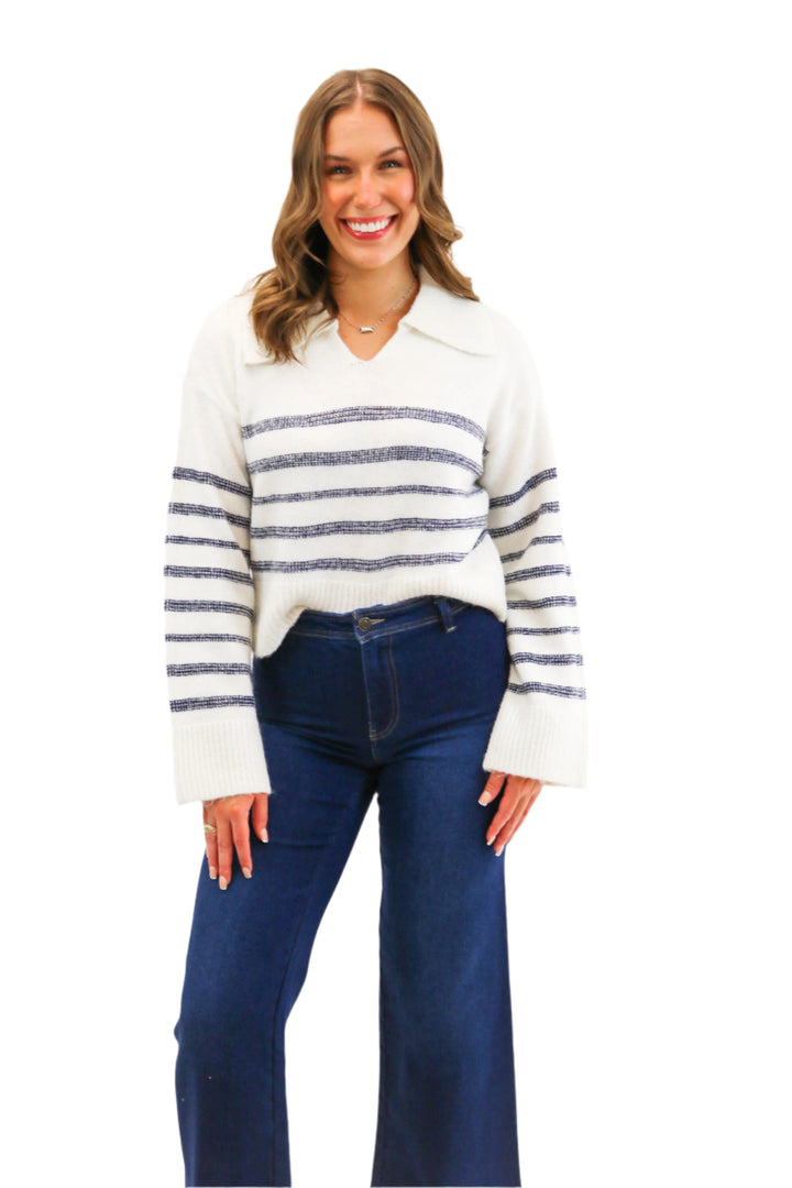 Esther Striped Sweater, Cream